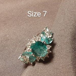 Silver and aquamarine ring